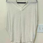 J McLaughlin White Linen Blend Poncho Top Oversized V Photo 0