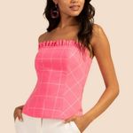 Trina Turk 💕💕 Caleta Top ~ Windowpane Tropical Suiting Candy Pink Medium M NWOT Photo 3