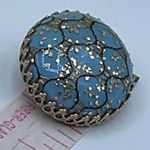Vintage blue confetti round button earrings. Blue Photo 3