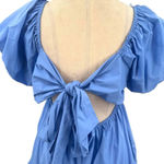 En Saison Juliet Bow Back Babydoll Dress in Blue Size Medium Photo 7