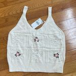 Mango Crochet floral cropped top white cream Sz XL Photo 4