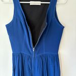 Amanda Uprichard  Royal Blue Silk Mini Flowy Sleeveless Full Zip Dress Formal Photo 3