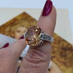 Champagne Cz Rhodium Brass Ring Size 5 Photo 4