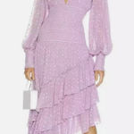 Rococo Sand Nut Ruffle Midi Dress in Lilac Shimmer Purple Size XS Photo 0