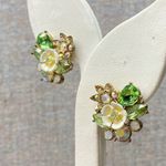 Betsey Johnson Flower AB Cluster Stud Earrings Rhinestone Fairycore Fairy USED Photo 2