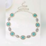 Turquoise Silver Color Vintage Carved Flower Style, Waist Chain Belt Photo 4