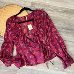 Free People Nwt  cottagecore floral Amanda‎ ruffle wrap blouse pink floral print Photo 1