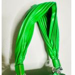 THEMOIRé Green Leather Magnetic Closure Puffy Trim Tia Plissa Bag Purse Photo 7