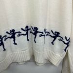 Vintage White Knit Ice Skater Sweater Novelty Winter Grandmacore Women Large Photo 3