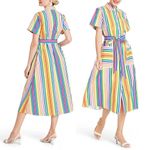Christopher John Rogers x Target Rainbow Stripe Belted Shirt Dress Size 2 Cotton Red Photo 1