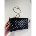 La Regale LTD Quilted Black Patent Clutch Handbag Chain Crossbody Purse Black Photo 5