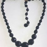 M. West Germany Elegant Black Glass Beaded Choker Necklace Photo 0