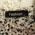 Floral Black and White Women's Tank Top Blouse Size M Photo 2