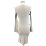 Lulus  Womens M Jourdaine Taupe Bell‎ Sleeve Sweater Dress V-Neck Fall Stretchy Photo 3