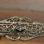 Source Unknown Vintage 12K Gold Filled Filigree Bar Rope Chain Bracelet with Center Diamond Photo 9