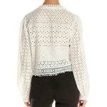 ZARA  | White Lace Eyelet Button Up Balloon Sleeve Blouse | Size Large Photo 2