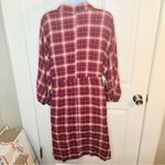 Wild Moss Women's Burgundy Long Sleeve Plaid Mini Shirt Dress M Pink Size M Photo 7