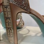 Betsey Johnson  Rhinestone Champagne Satin Ankle Strap Stiletto Heel 10 nwot Photo 8