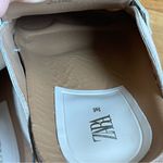 ZARA Womens Beige Cream leather mules sandals with tassels & gold chain Sz 38 Photo 11