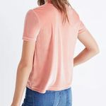 Madewell Coral Pink Orange Velvet Tie-Neck Top NEW Photo 2