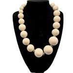 Boutique Chunky Statement Necklace Acrylic Cream Beads With Rhinestone Spacers Photo 0