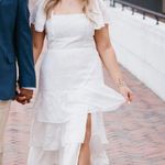 Lulus Loveliest Feeling White Floral Jacquard Tie-Back Midi Dress Photo 3