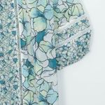 Catherines Womens Sheer Floral Blouse Size 1X Crochet Trim Balloon Sleeve NWOT Photo 2