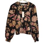 Maison D’Amelie NWT black floral puff sleeve sweater size small Photo 0