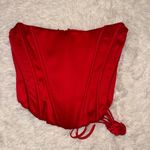 House Of CB NWOT  'Genevieve' Scarlet Red Satin Lace Back Corset sz XS Photo 4