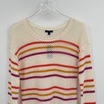 Nautica  sweater women's small striped open knit crochet pullover crew NEW Photo 2