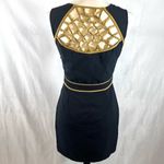 Esley Unique  navy and gold knotted lattice sheath dress size small Photo 2