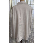 Flax  Organic Minimalist Quiet Luxury Natural Linen Shimmer Long Sleeve Blouse Lg Photo 2