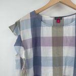 Vince Camuto Tank Blouse Madras Plaid Pastel Ruffle Sleeve Casual Size Small Photo 6