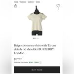 Burberry Vintage Beige cotton tee-shirt with Tartan details on shoulder  London Photo 1