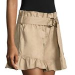 Cinq à Sept Cinq a Sept Braxton twill high-waist belted ruffled khaki shorts size 4 small Photo 1