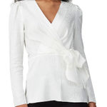 Jay Godfrey  Hannah Long Sleeve Wrap Blouse White‎ Size 4 Zebra Classic Workwear Photo 0