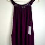 Sweet Rain 2XL Sleeveless Burgundy Tunic Top with Lace Yoke Flowy Elegant Photo 0