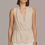 Donna Karan  New York Women's Faux-Wrap Sleeveless Top Tan Sand Sz XL #14 Photo 4
