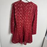 ZARA  Crochet Lace Boho A Line Mini Dress‎ Size Large Burgundy Wine Valentine Photo 8