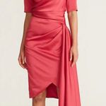 Theia Felicity Draped Cocktail Dress Size 4 Red Photo 0
