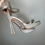 IDIFU‎ Silver Glitter Platform Heels Strappy Ankle Strap Party Prom Shoes Size 8 Photo 2