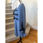Free People  Blue Embroidered Blouson Sleeve Boho Shift Dress Photo 3