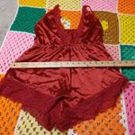 Source Unknown Red Satin Lace Lingerie Romper Adjustable Straps Sexy Classic Chic Size Medium M Photo 4