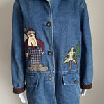 st. john's bay Vintage St. John’s Bay Denim Embroidered Patchwork Barn Jacket Photo 0