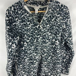 Chico's Weekends by Animal Print V Neck Fleece Sweater Womans Size 2 / Large Photo 0