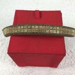 Brown leather square yellow crystal snap choker Photo 2