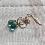 Czech Glass Island Blue Mini Hoop Modern Elegant Dainty Bohemian Casual Earrings Photo 3