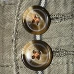 American Eagle  Pants Striped Olive Green Twill Wide Leg Striped High Waist Sz 16 Photo 1