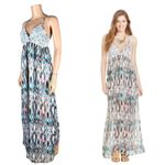 belle du jour Juniors' Multi-Color Printed Crochet-Trim Maxi Dress NWT Medium Photo 8