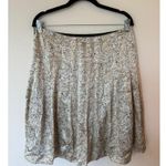 Tahari Pull On Pleated Mini A-Line Skirt 100% Silk Paisley Cream Women's Size 12 Photo 1